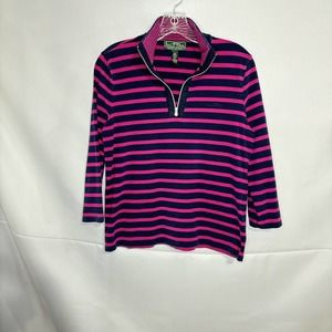 Lauren Active By Ralph Lauren - Striped Pullover Long Sleeve Size L
